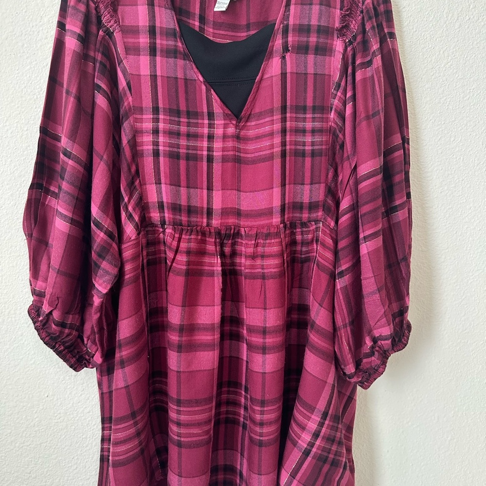 Cato woman blouse plus size plaids red